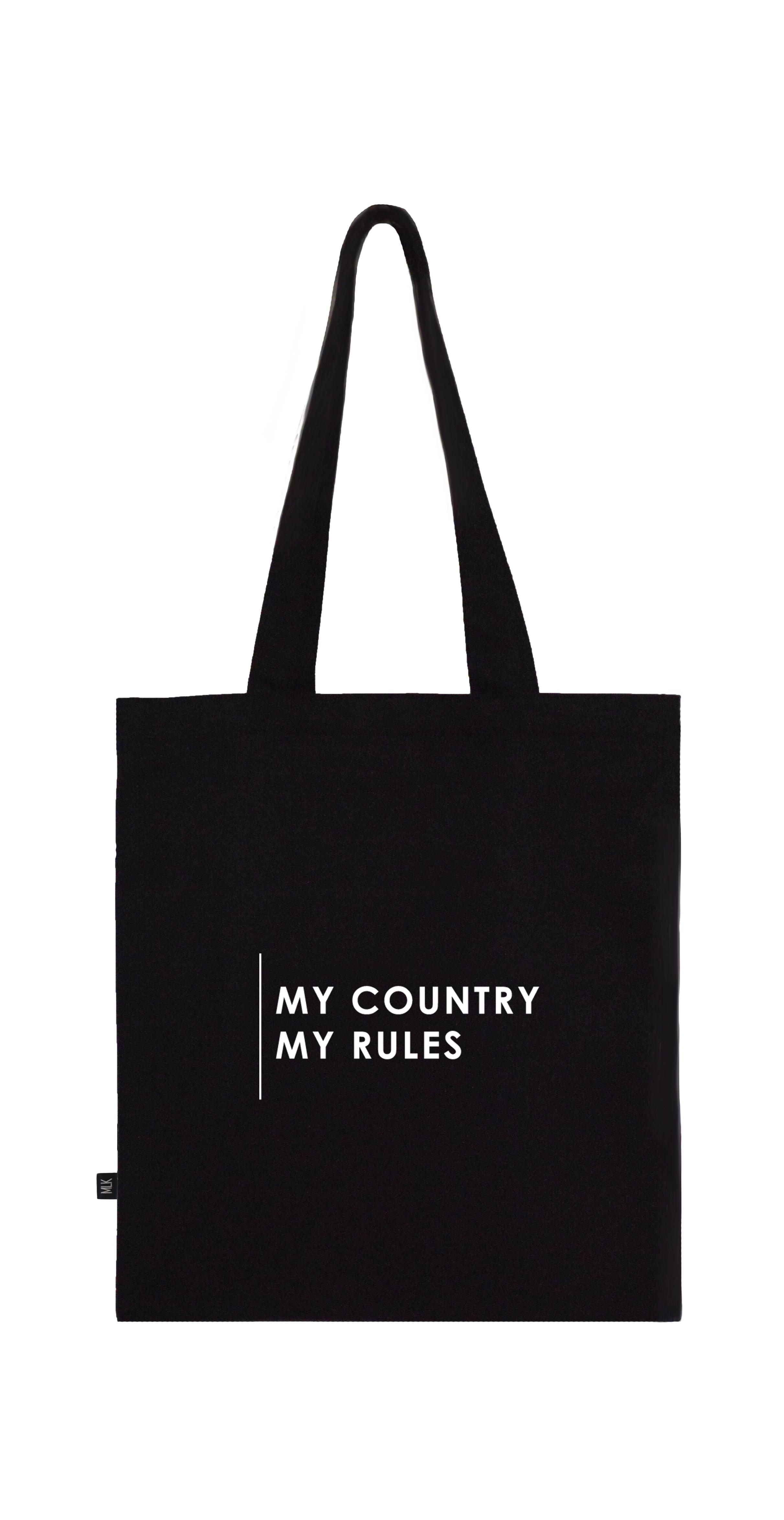 Шопер MLK із застібкою та кишенею "My country. My rules" Чорний