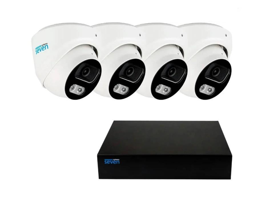Комплект видеонаблюдения SEVEN IP-7215W4P4-5MP на 4 купольные 5 Мп IP-камеры