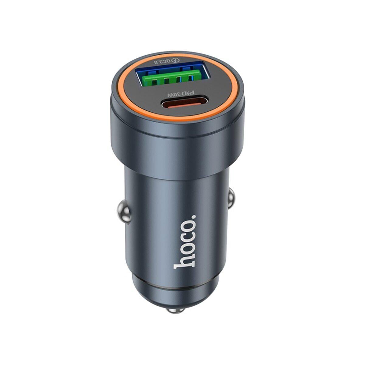 Устройство автомобильное зарядное Hoco Z57A Glorious PD30W+QC3.0 Car Charger Metal Grey (6942007633109)