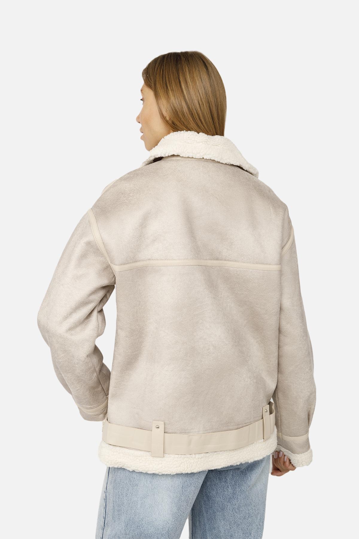 Дубленка-косуха женская зимняя ЦБ-00261185 р. 42 Бежевый (29080008) - фото 6 Дубленка-косуха женская зимняя ЦБ-00261185 р. 42 Бежевый (29080008) - фото 6