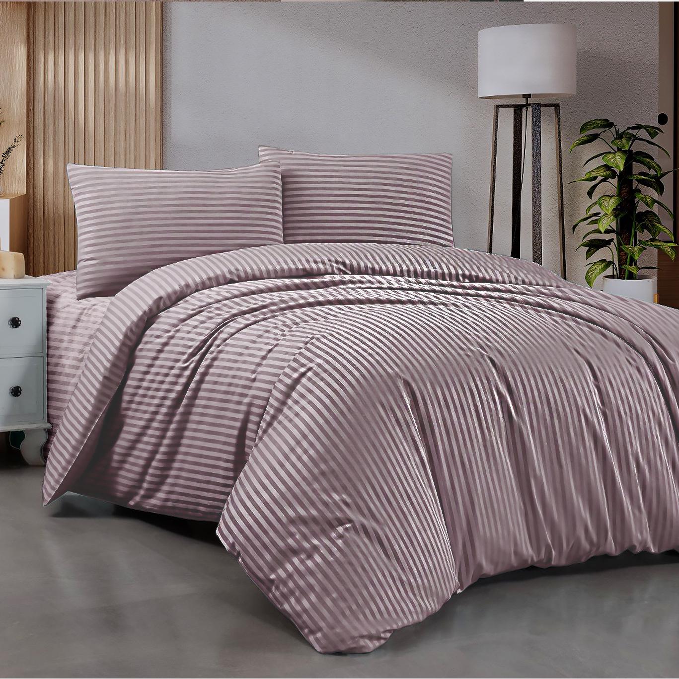 Комплект постільної білизни Zastelli Rose Stripe сатин полікотон полуторний 145х210 см Рожевий