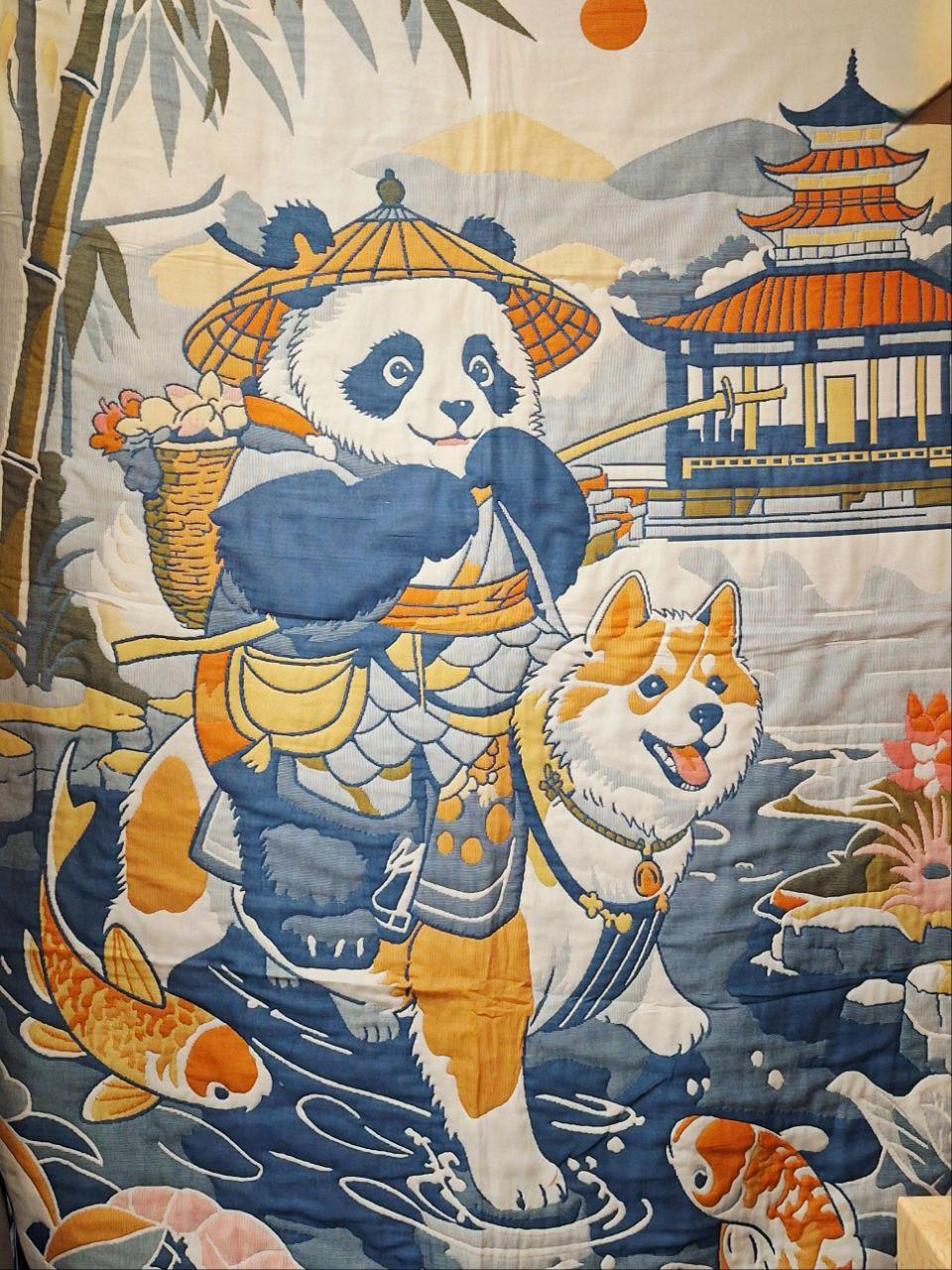 Покрывало двухстороннее муслиновое Malloory Home Панда из Хаски 120x150 см (2252)