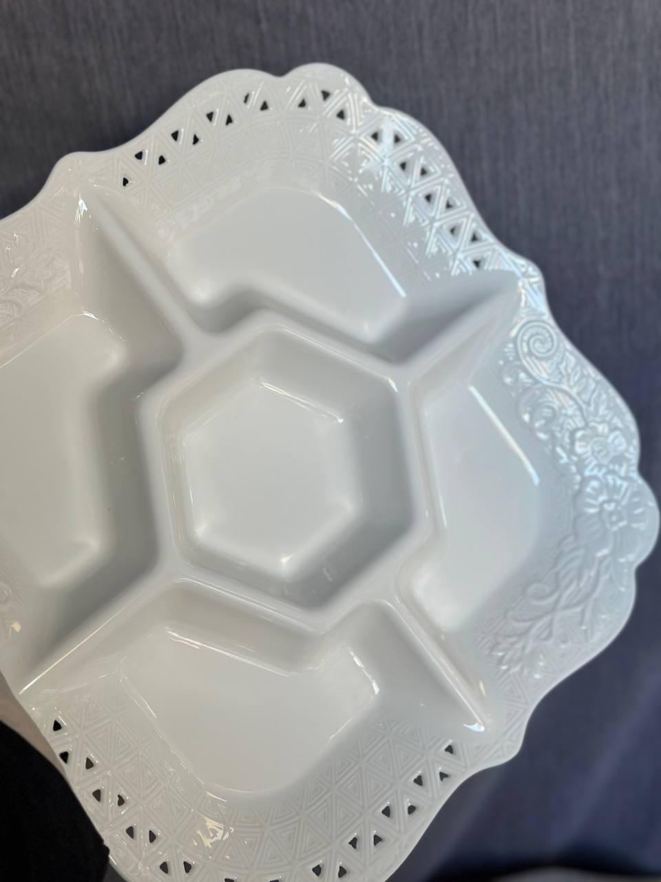 Менажниця TS Kitchen керамічна 32 см 5 секцій Білий (24628203) - фото 5 Менажниця TS Kitchen керамічна 32 см 5 секцій Білий (24628203) - фото 5