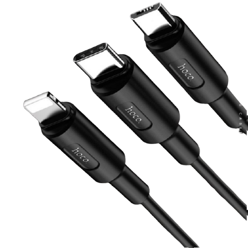 Кабель Hoco combo Micro USB/Lightning/Type-C X25 1 м 2A Black - фото 2