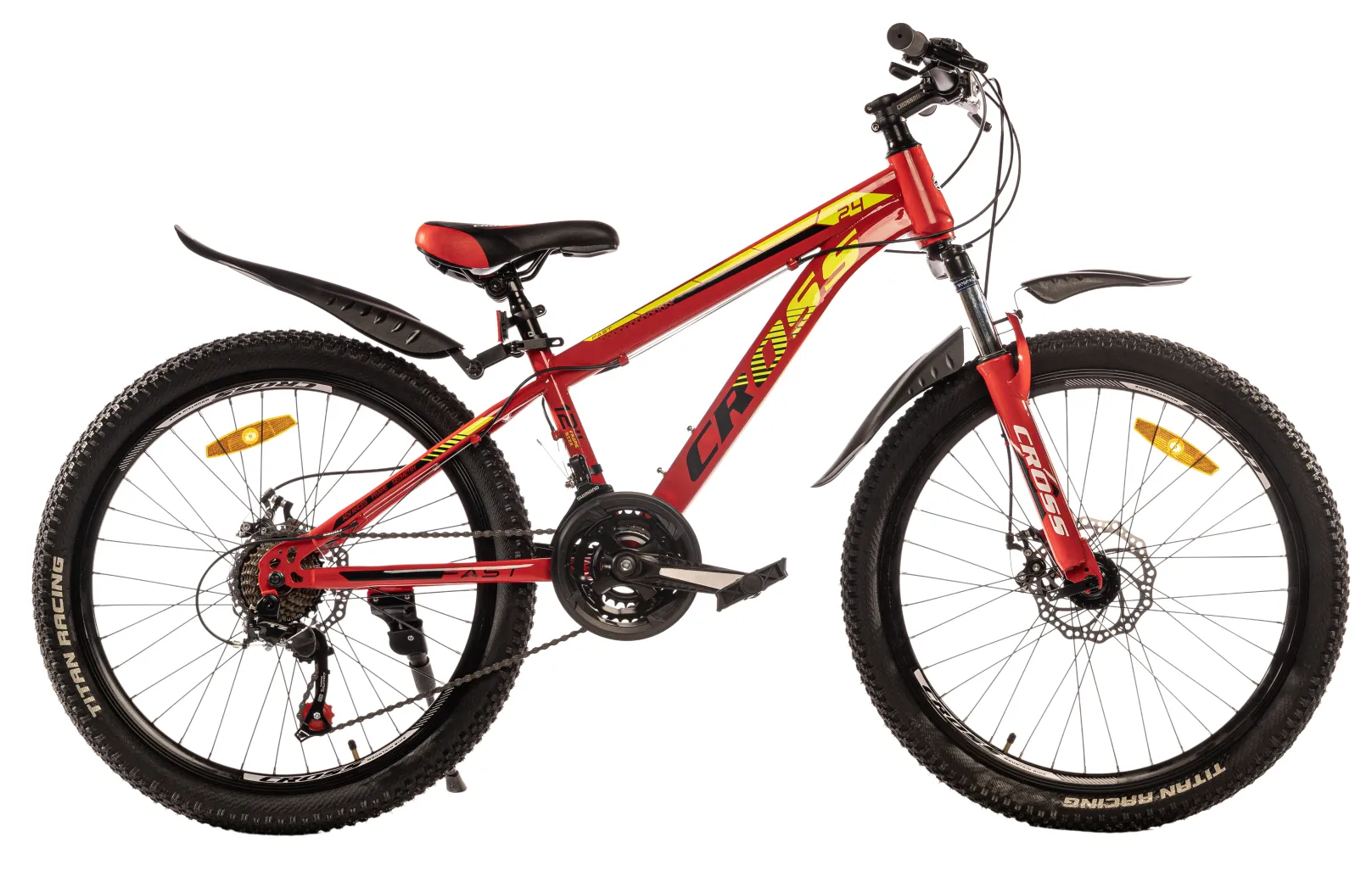 Велосипед алюминиевый Сross Fast от 125 см 24" 12" Red/Black/Yellow (9c0f5ac6)