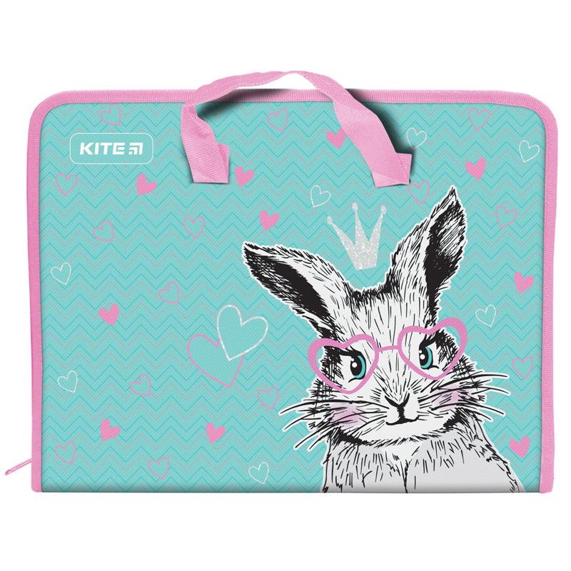 Папка-портфель на блискавці Kite Cute Bunny 1 відділення A4 (K21-202-01) - фото 1