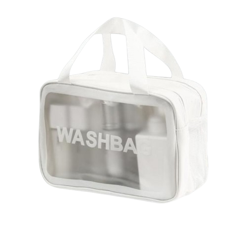 Сумка-косметичка з ручками прозора Washbag 25 см White (128674) - фото 1 Сумка-косметичка з ручками прозора Washbag 25 см White (128674) - фото 1
