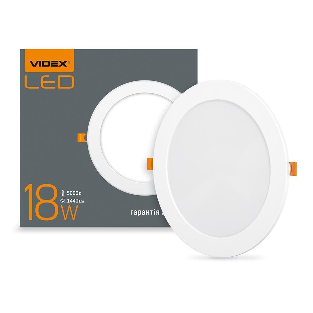 LED светильник VIDEX встроенный 18W VL-DLR-185 5000K круг (100194)