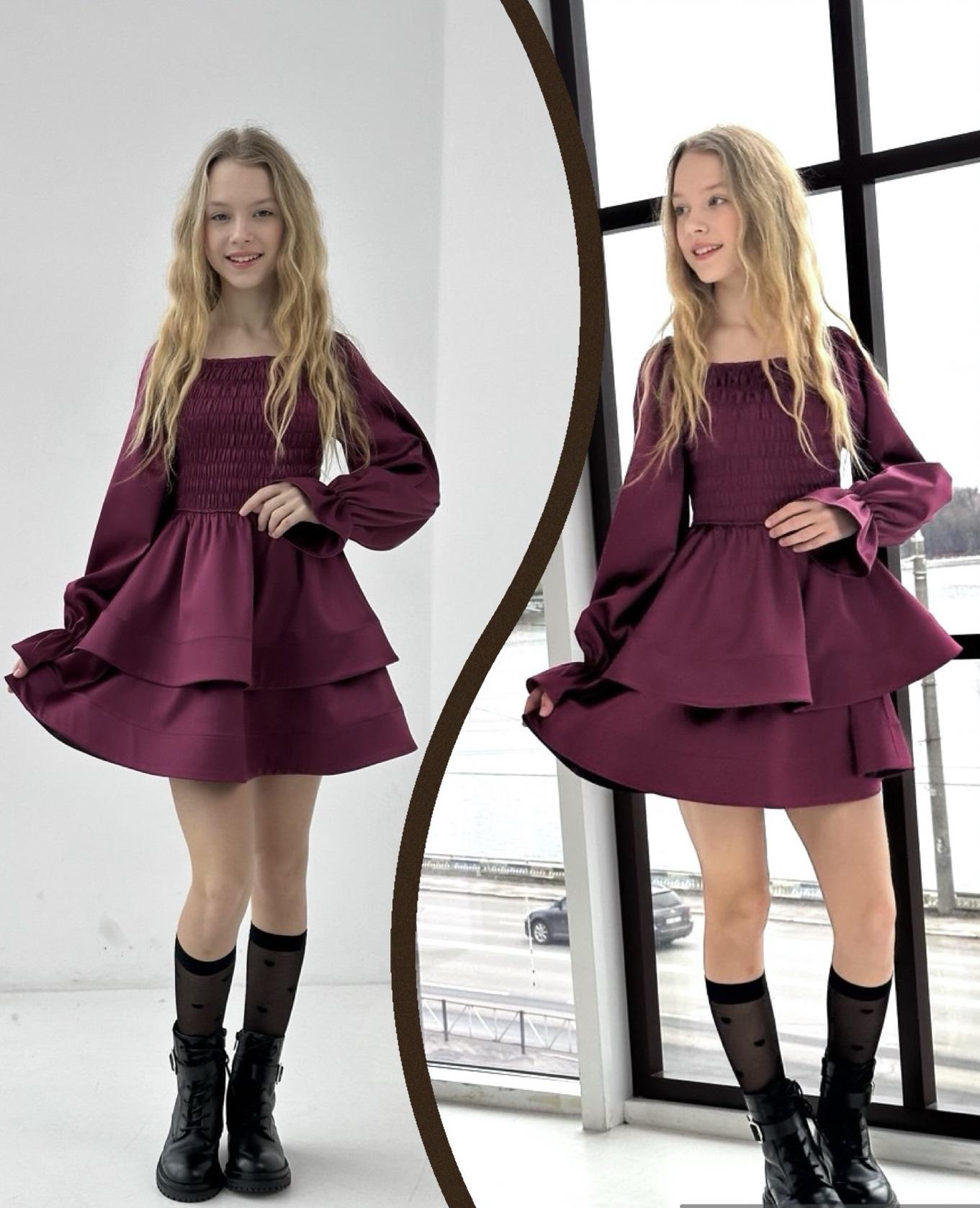 Сукня для дівчинки Ошатна 158 см Бордовий (127360) - фото 3 Сукня для дівчинки Ошатна 158 см Бордовий (127360) - фото 3