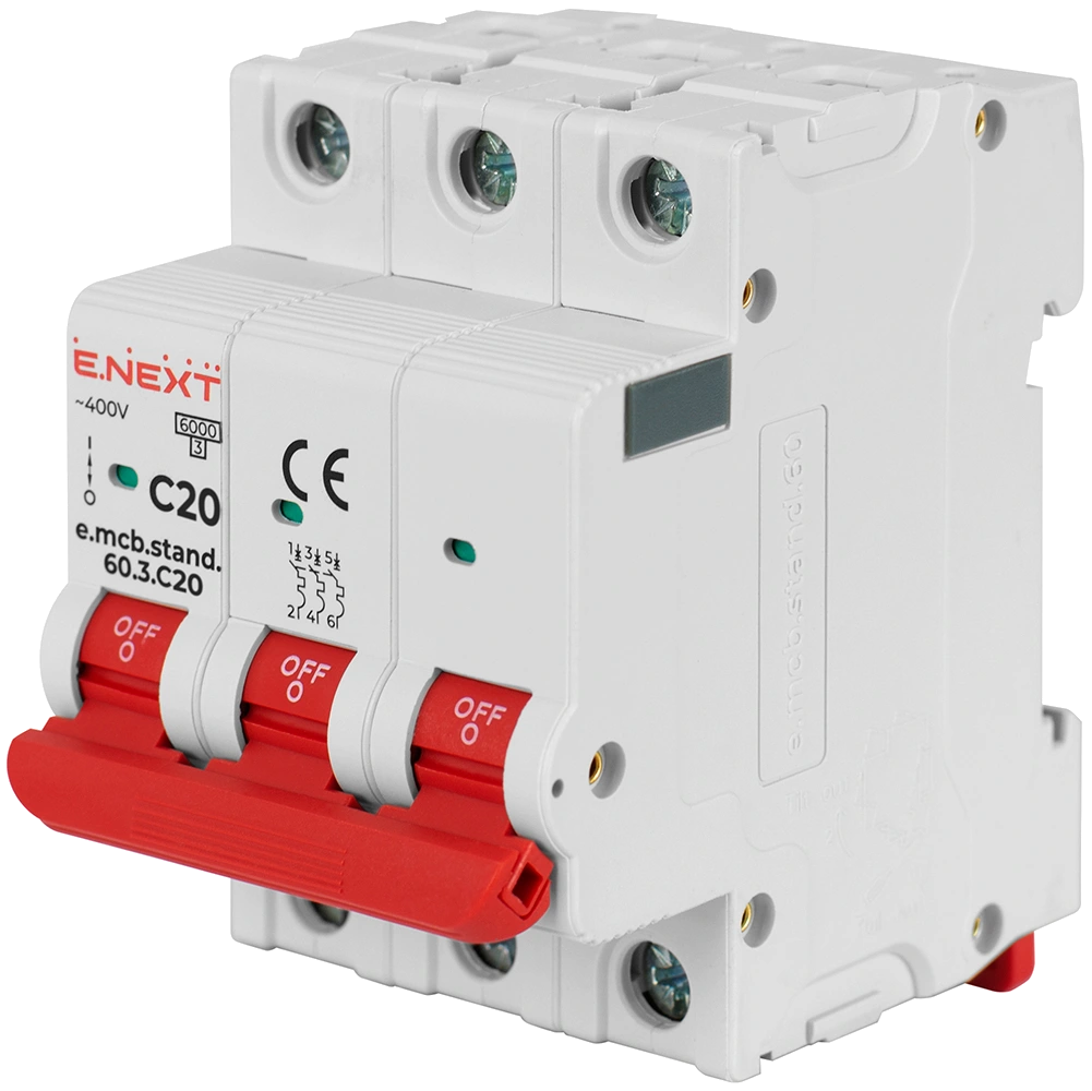 Выключатель модульный ENEXT e.mcb.stand.60.3.C20 3р 20А C 6кА (99-00021464)