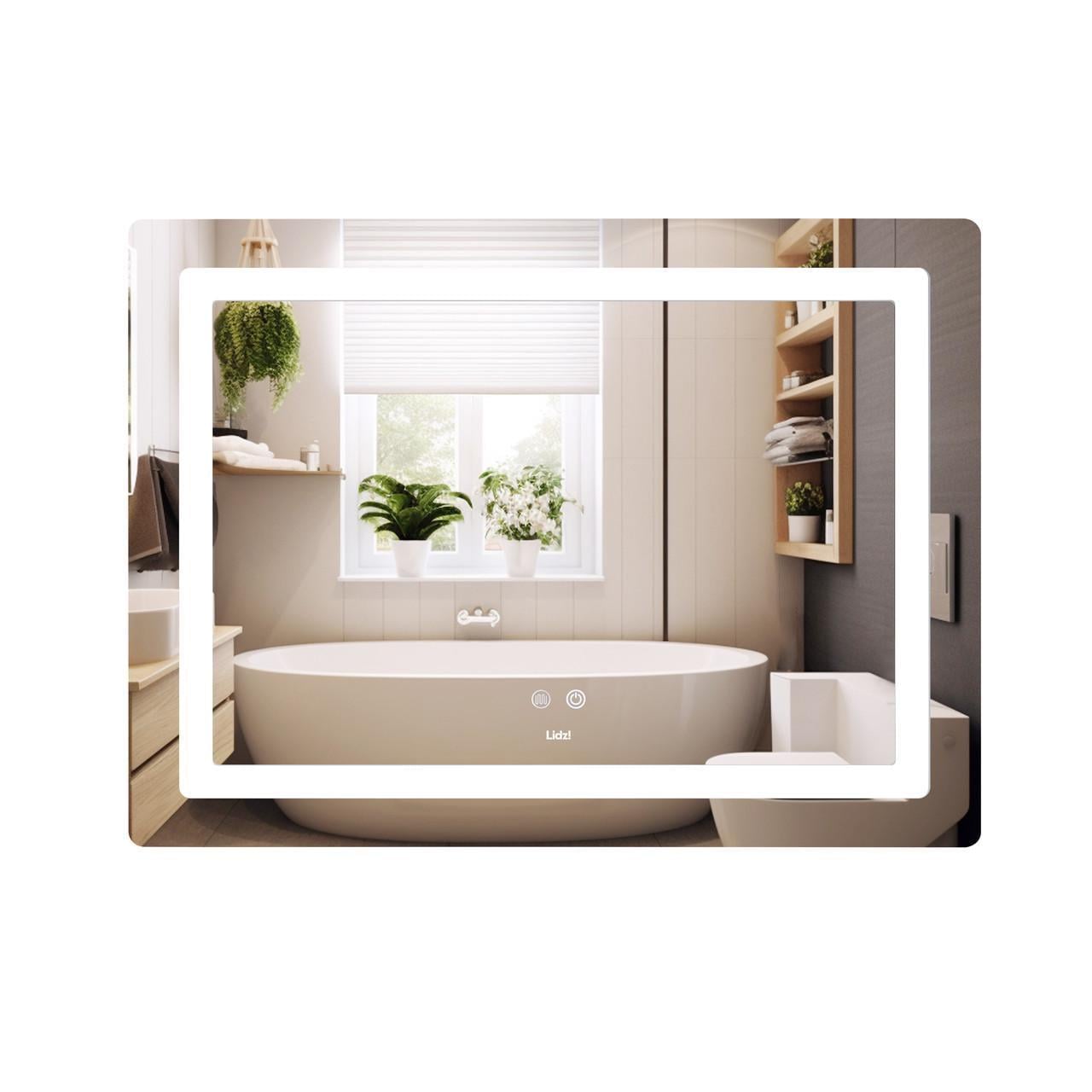 Зеркало для ванной комнаты Lidz Kubis KU2 с LED-подсветкой Touch/антизапотеванием/димером/регулировкой яркости 900х700 мм (LD78LF90448452)