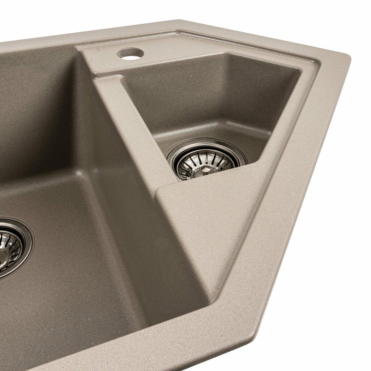 Мойка для кухни гранитная Platinum 9950 PANDORA Титановый матовый (950-22) - фото 4