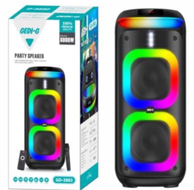 Портативная акустическая колонка GD-2883 80W с радиомикрофоном 2х15" FM/USB/AUX/RGB (2871564638)
