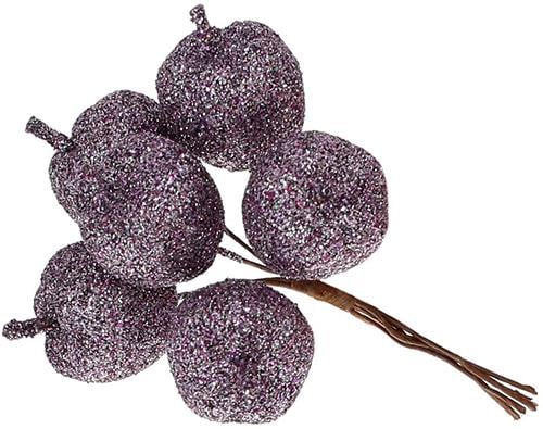 Декоративний букетик яблук Bonadi 6 шт. 12 см Фіолетовий (839-331)