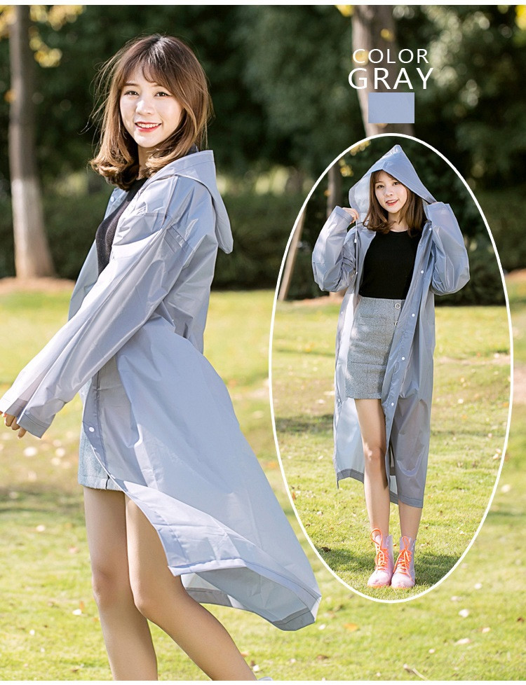 Плащ-дощовик на кнопках з капюшоном EVA з паяними швами Raincoat Сірий (2886) - фото 2 Плащ-дощовик на кнопках з капюшоном EVA з паяними швами Raincoat Сірий (2886) - фото 2