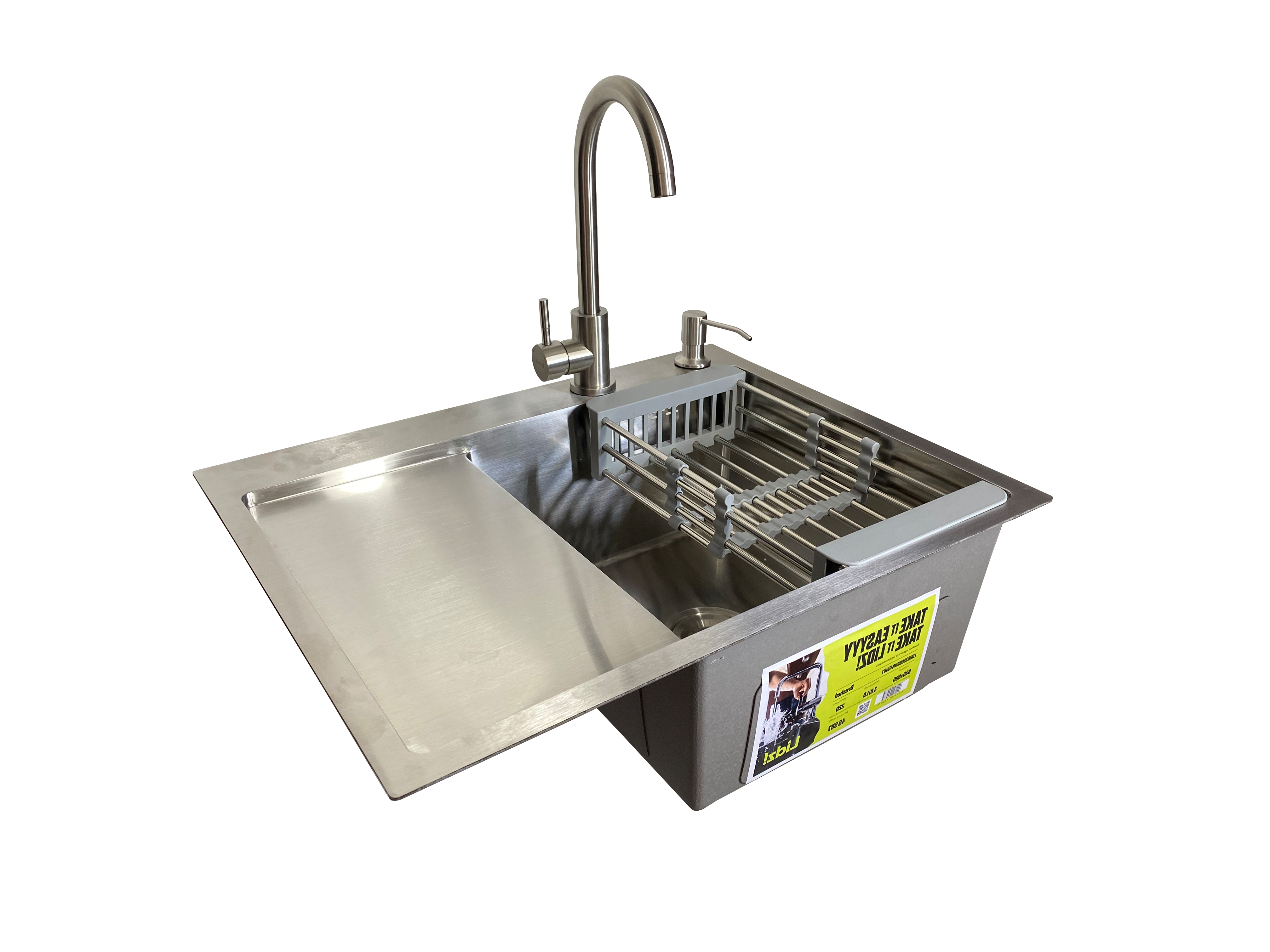 Мойка для кухни Lidz H6350L чаша справа/встраиваемая/смеситель/дозатор/корзинка 3,0/1,0 мм (47e50fca)