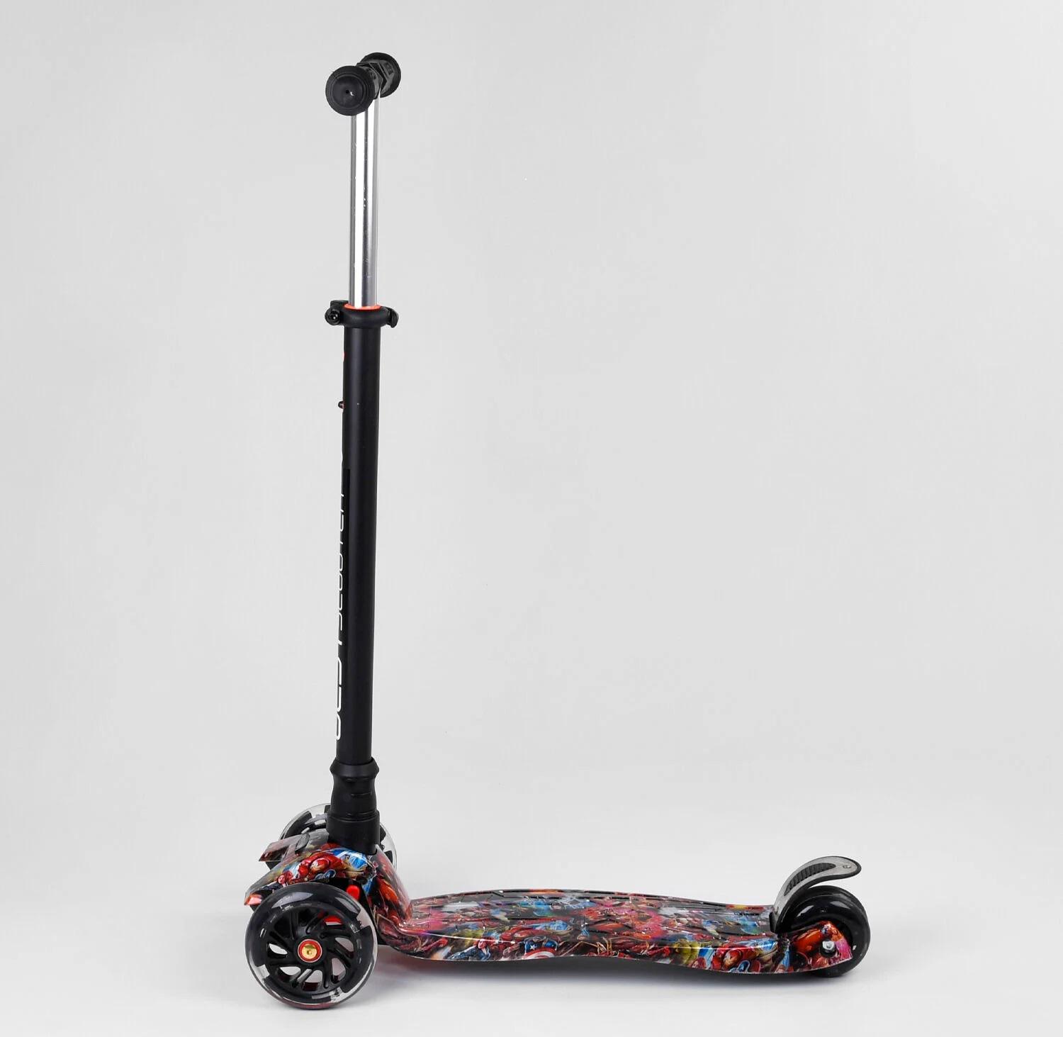 Дитячий самокат Best Scooter A 25780 MAXI 4 PU колеса з підсвічуванням Чорний (A 25780) - фото 3