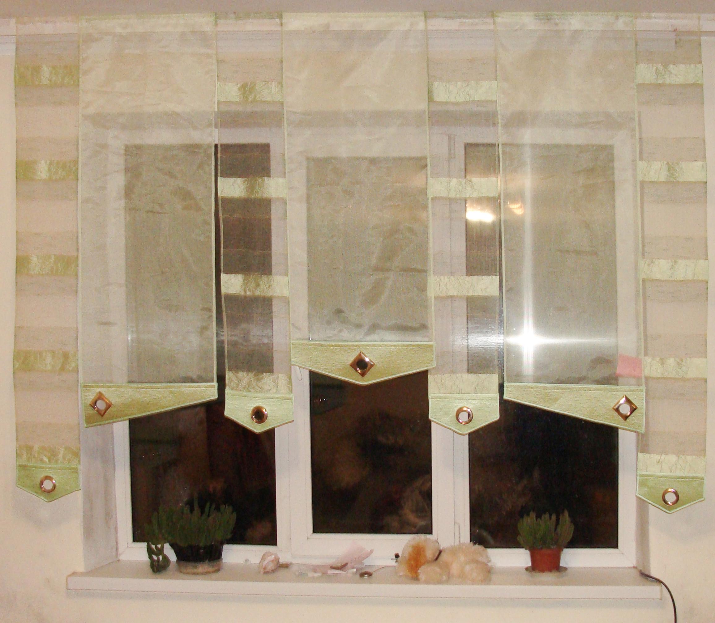 Комплект панельных занавесок Firanka Line 7 шт. карниз 200 см Салатовый с бежевым (10_3п)