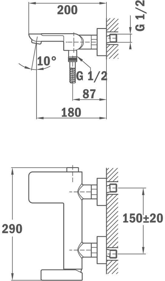 Смеситель для ванны и душа Teka FORMENTERA (62121020BC) - фото 2 Смеситель для ванны и душа Teka FORMENTERA (62121020BC) - фото 2