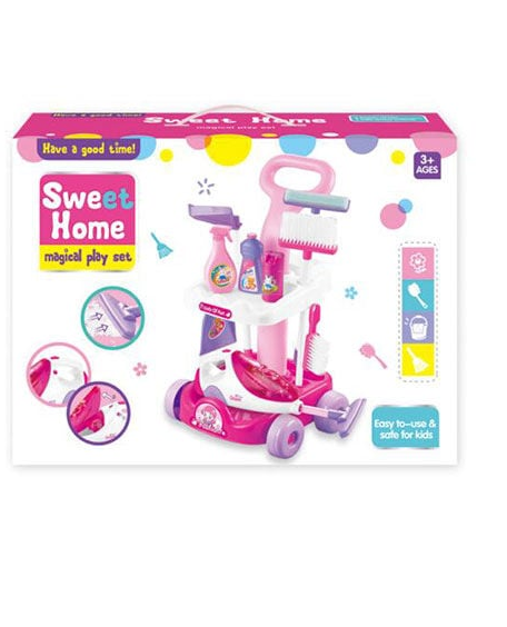 Набір для прибирання A 5928 пилосос на батарейках підсвічування імітація справжнього інструменту візочок відро швабра та аксесуари в коробці