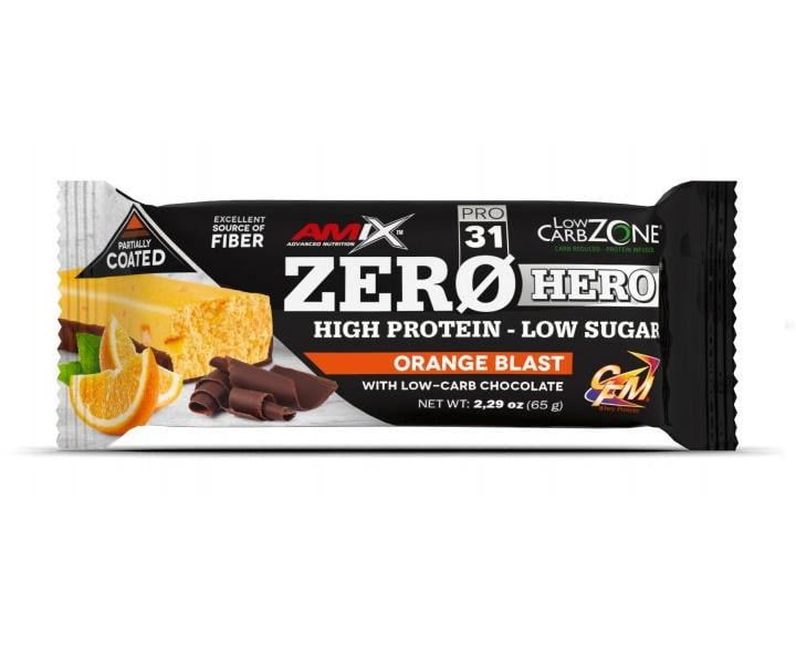 Протеиновый батончик Amix Nutrition Low-Carb ZeroHero Protein Bar 65 г Orange Blast