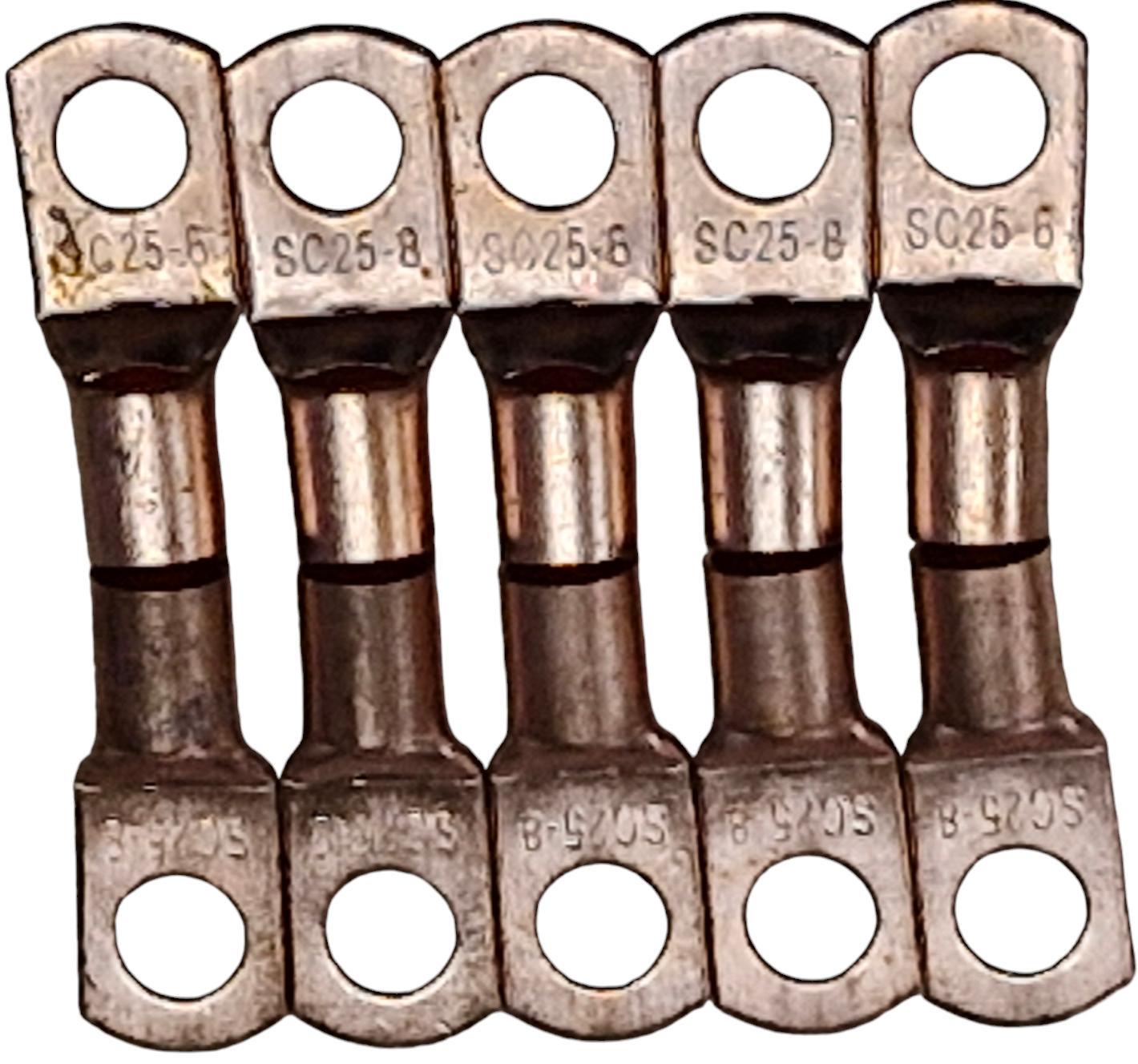 Клема для дроту під обтиск отвір 8 мм 4AWG SC25-8 наконечник кабельний силовий неізольована мідь 25 мм2 10 шт. (95640269)