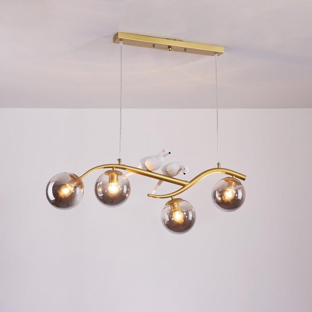 Люстра подвесная шары Light House SRS-20789/4 плафоны дымчатые Золотой