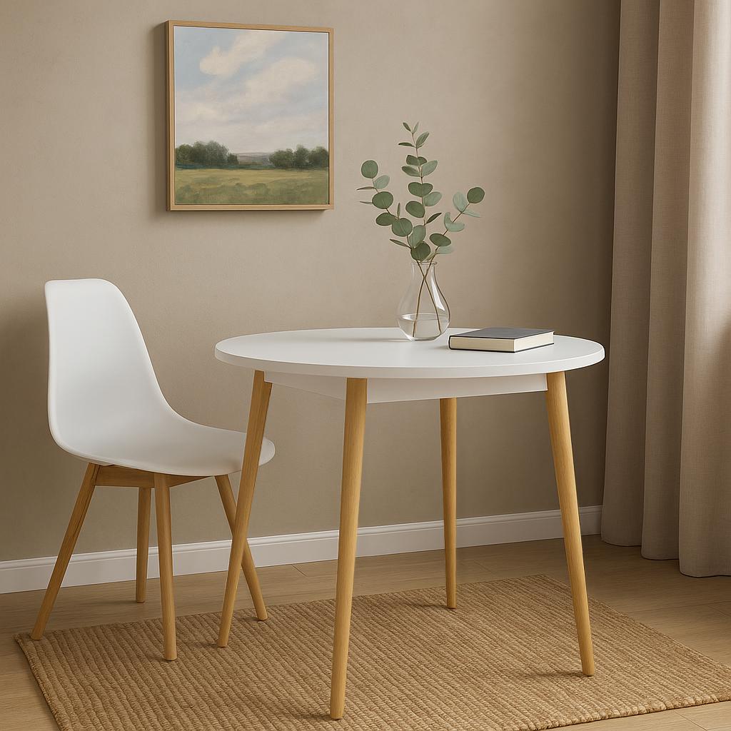 Стол обеденный на деревянных ножках Майами-1 круглый 900x900x765 мм Белый