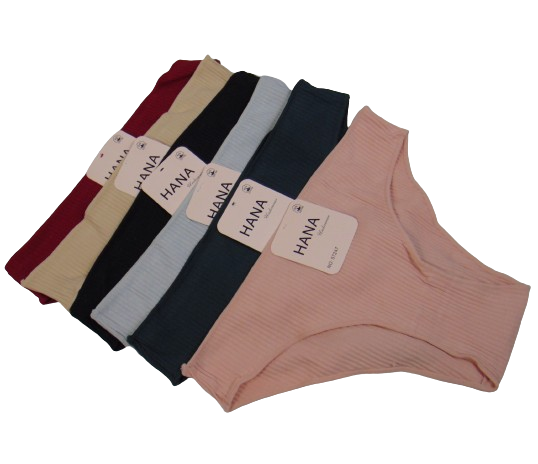 Набор трусов женских Hana 57247 хлопковых в рубчик 6 шт. L/XL Разноцветный (2080402364)