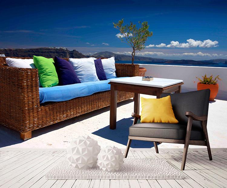 Фотошпалери флізелінові для спальні/зали/кухні миючі Плетений диван на терасі