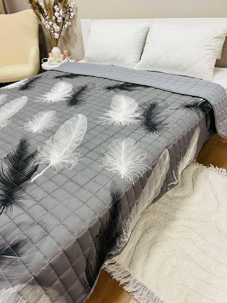 Покривало стьобане на ліжко Євро 200х220 Сірий (Д-al-st-pl-002) - фото 3