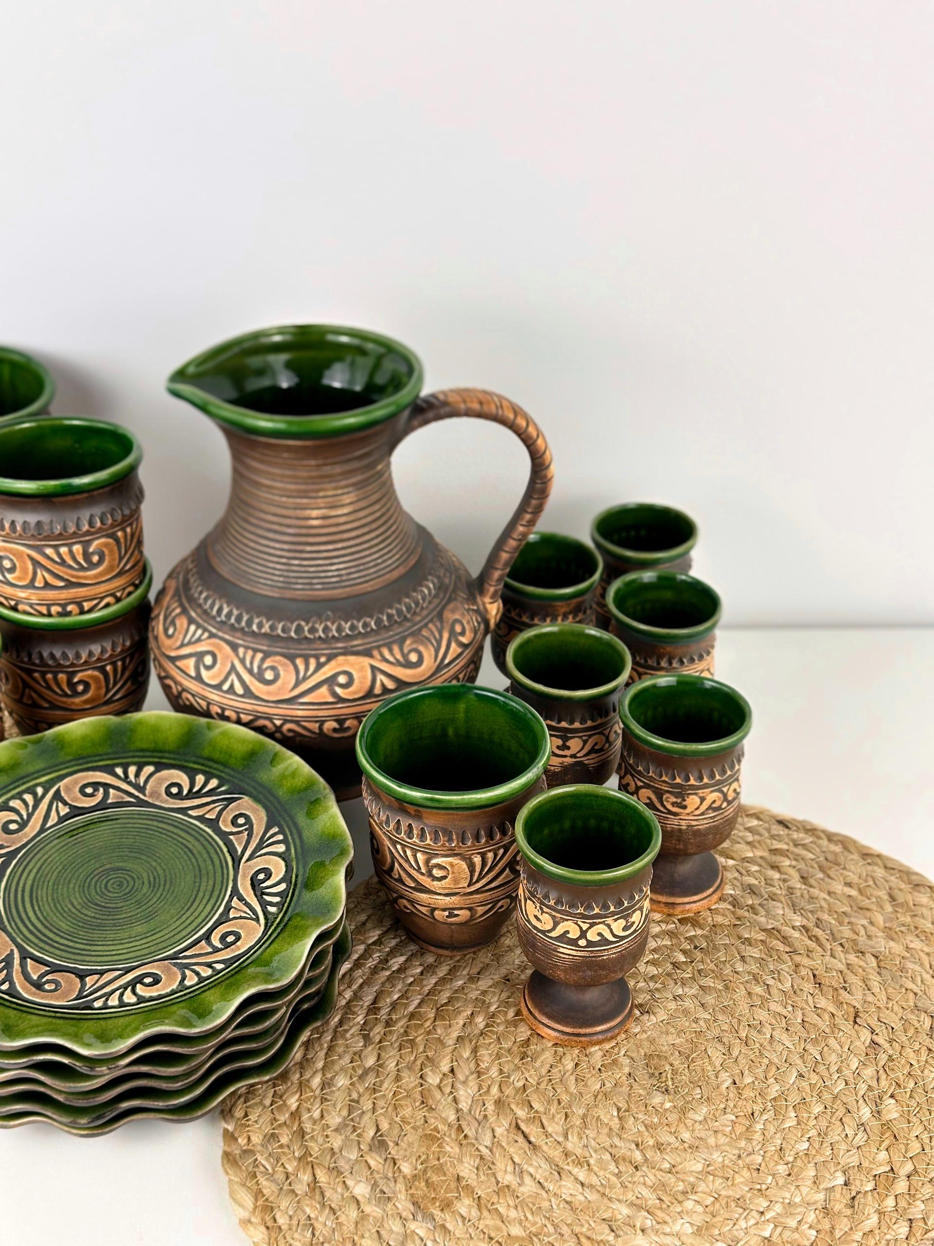 Набор глиняной посуды для сервировки стола на 6 человек Гражда Коричневый (17019-6) - фото 4 Набор глиняной посуды для сервировки стола на 6 человек Гражда Коричневый (17019-6) - фото 4