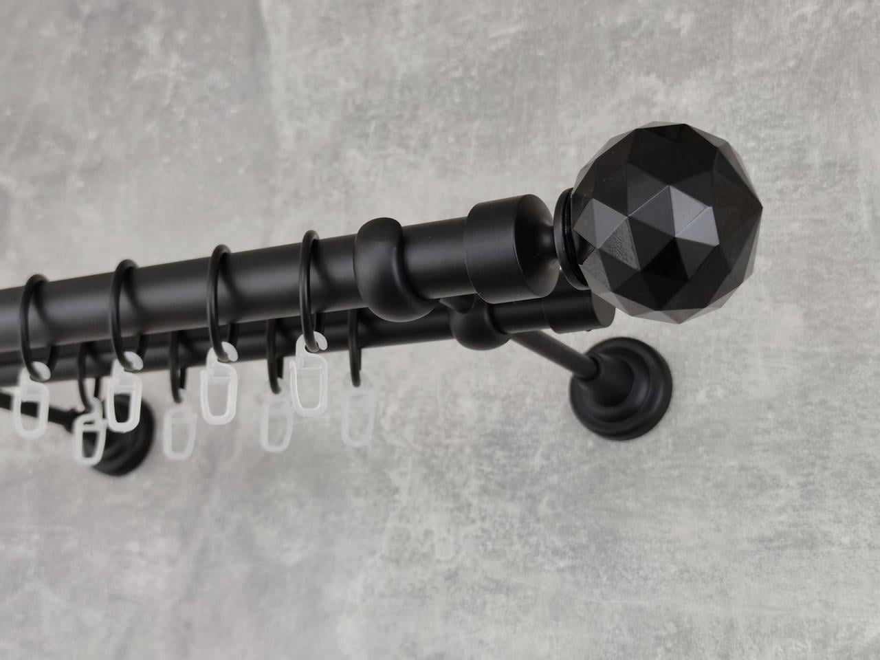 Карниз MStyle металлический для штор двухрядный Неро 25/19 мм гладкий 200 см Черный (5020177)