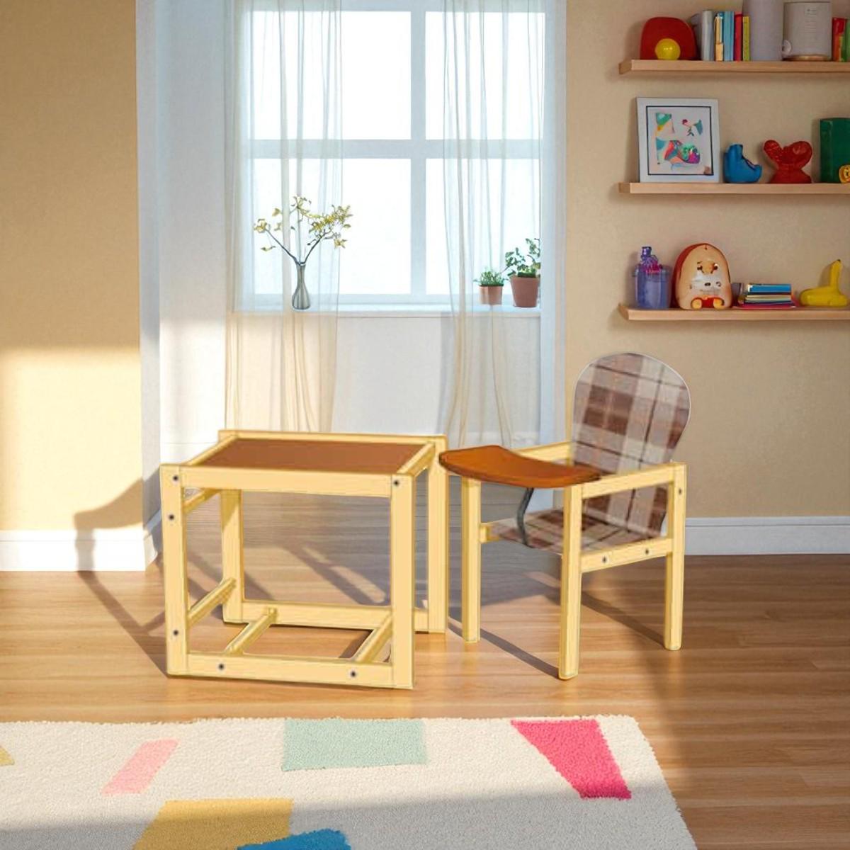 Стульчик для кормления Мася Клетка Коричневый (№1215) - фото 3