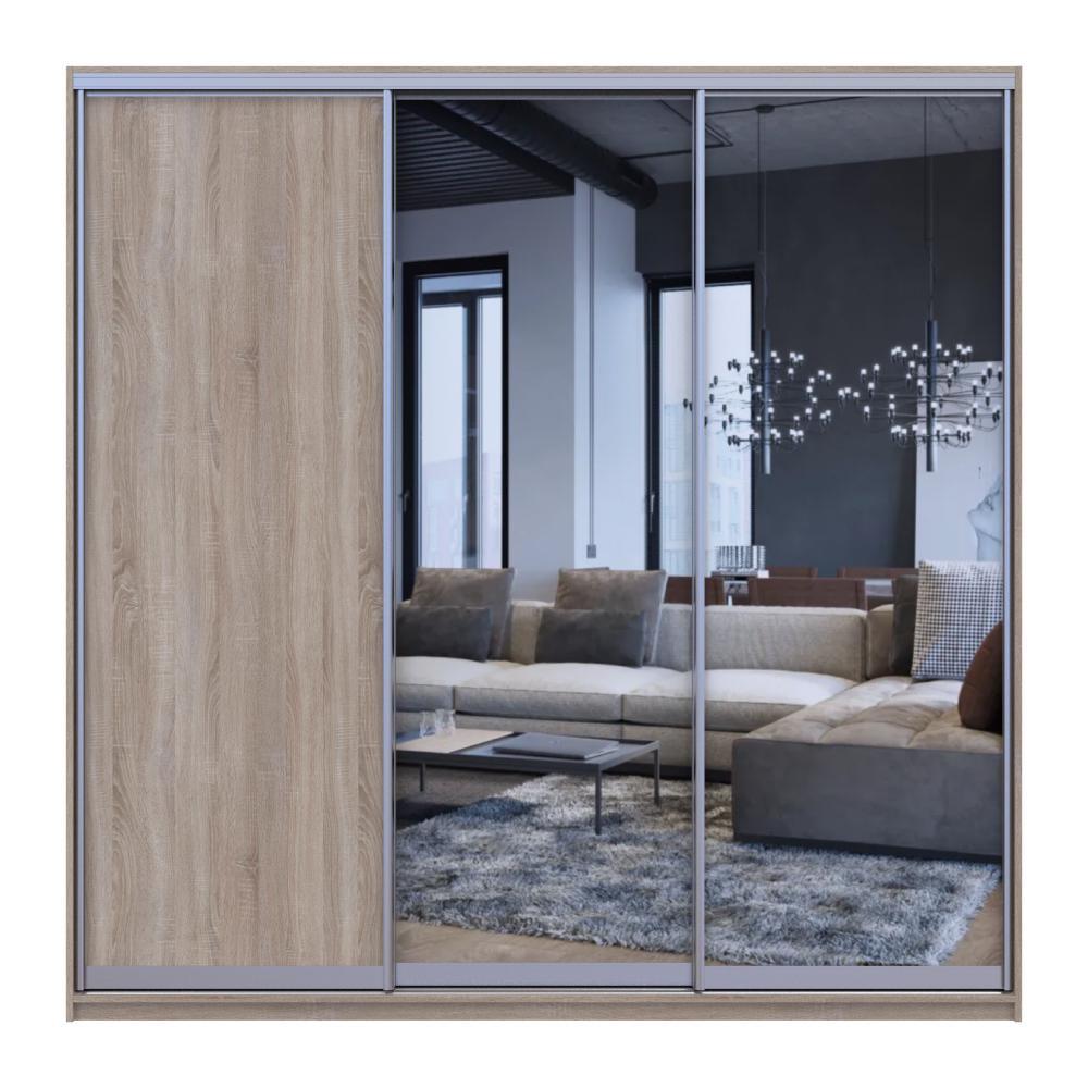 Шкаф-купе трехдверный Doros Сити Лайт 2 2еркала 225х60х225 см Дуб сонома - фото 4 Шкаф-купе трехдверный Doros Сити Лайт 2 2еркала 225х60х225 см Дуб сонома - фото 4