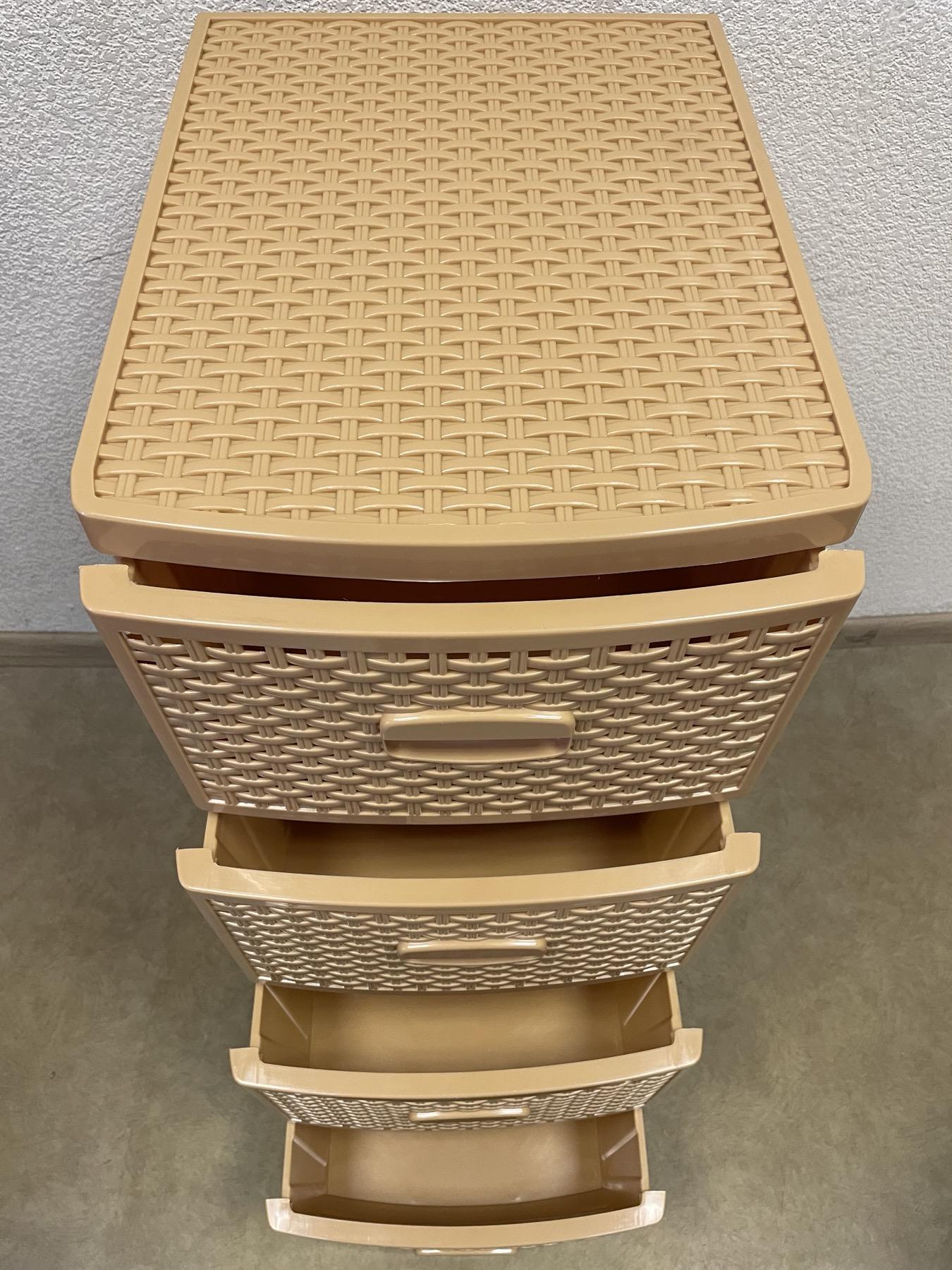 Комод пластиковый Rotange 4 ящика 91х37,5х46 см Бежевый (29439256) - фото 3