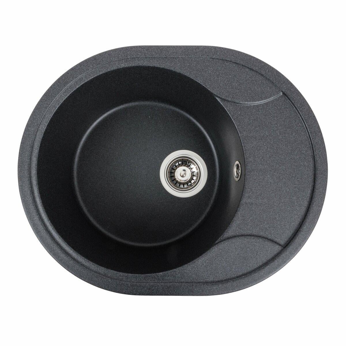 Мойка для кухни гранитная Platinum 5887 ONYX матовая овальная с крылом Карбон (PLTM-SP000039618)
