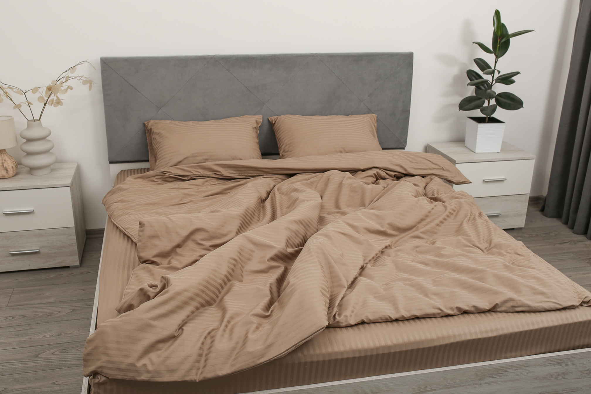 Комплект постельного белья евро Amore natural1310 страйп-сатин Песочный (KPB-Ae-STLux-natural1310 70x70_) - фото 5 Комплект постельного белья евро Amore natural1310 страйп-сатин Песочный (KPB-Ae-STLux-natural1310 70x70_) - фото 5