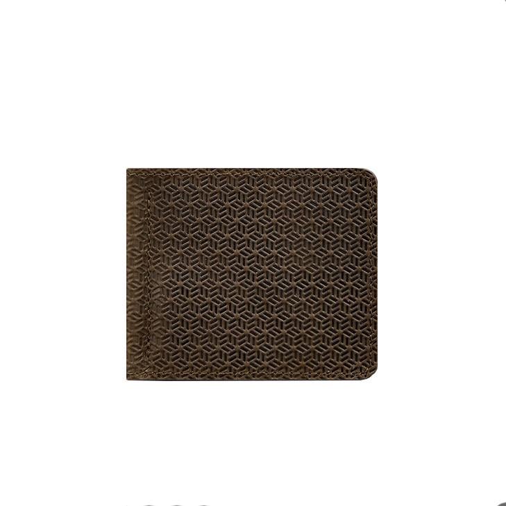 Портмоне мужское кожаное BlankNote 1.0 зажим для денег карбон Темно-коричневый (A-026202)