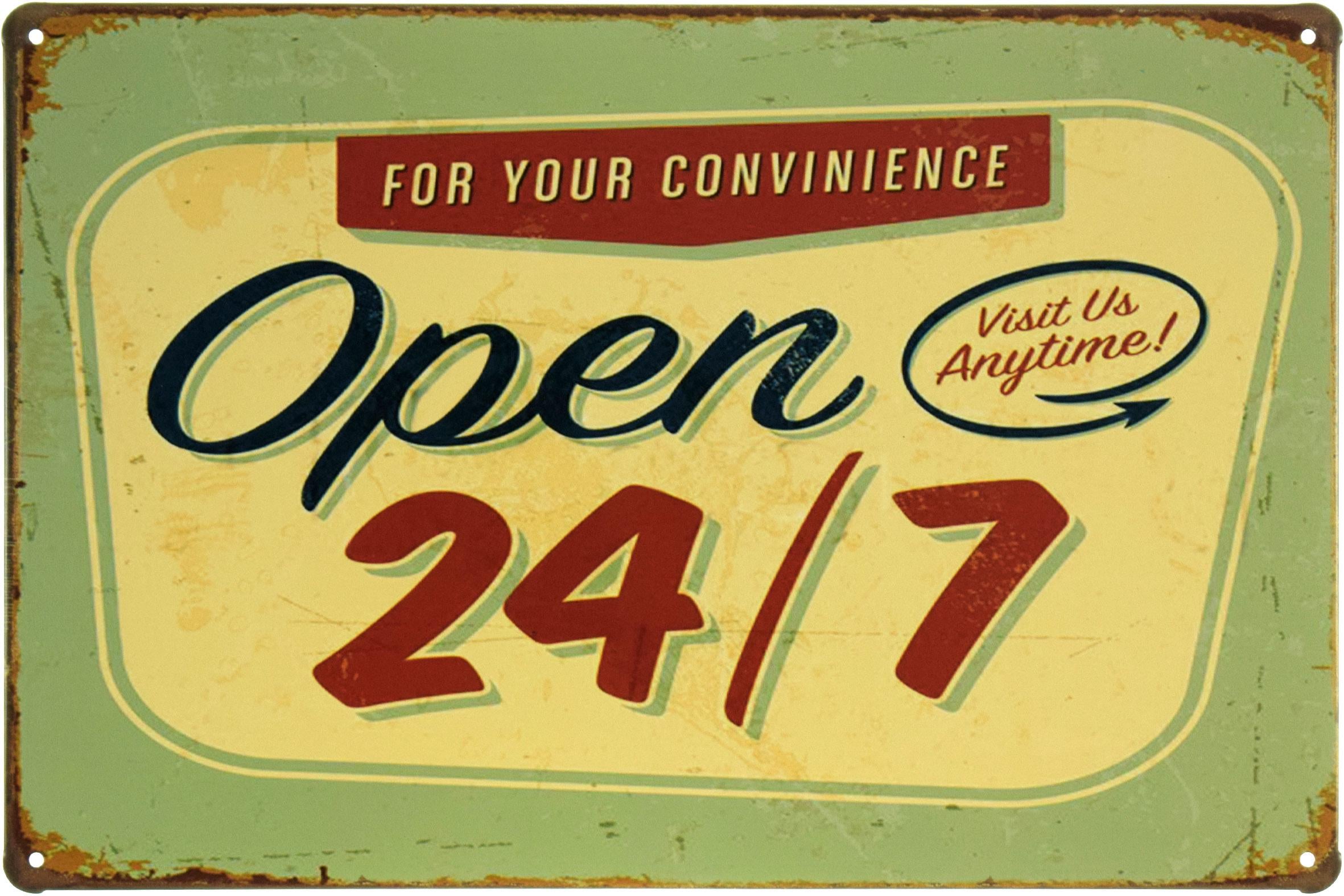 Табличка металева Відкрито 24/7 Для Вашої Зручності/Open 24/7 For Your Convenience 20x30 см Табличка металева Відкрито 24/7 Для Вашої Зручності/Open 24/7 For Your Convenience 20x30 см