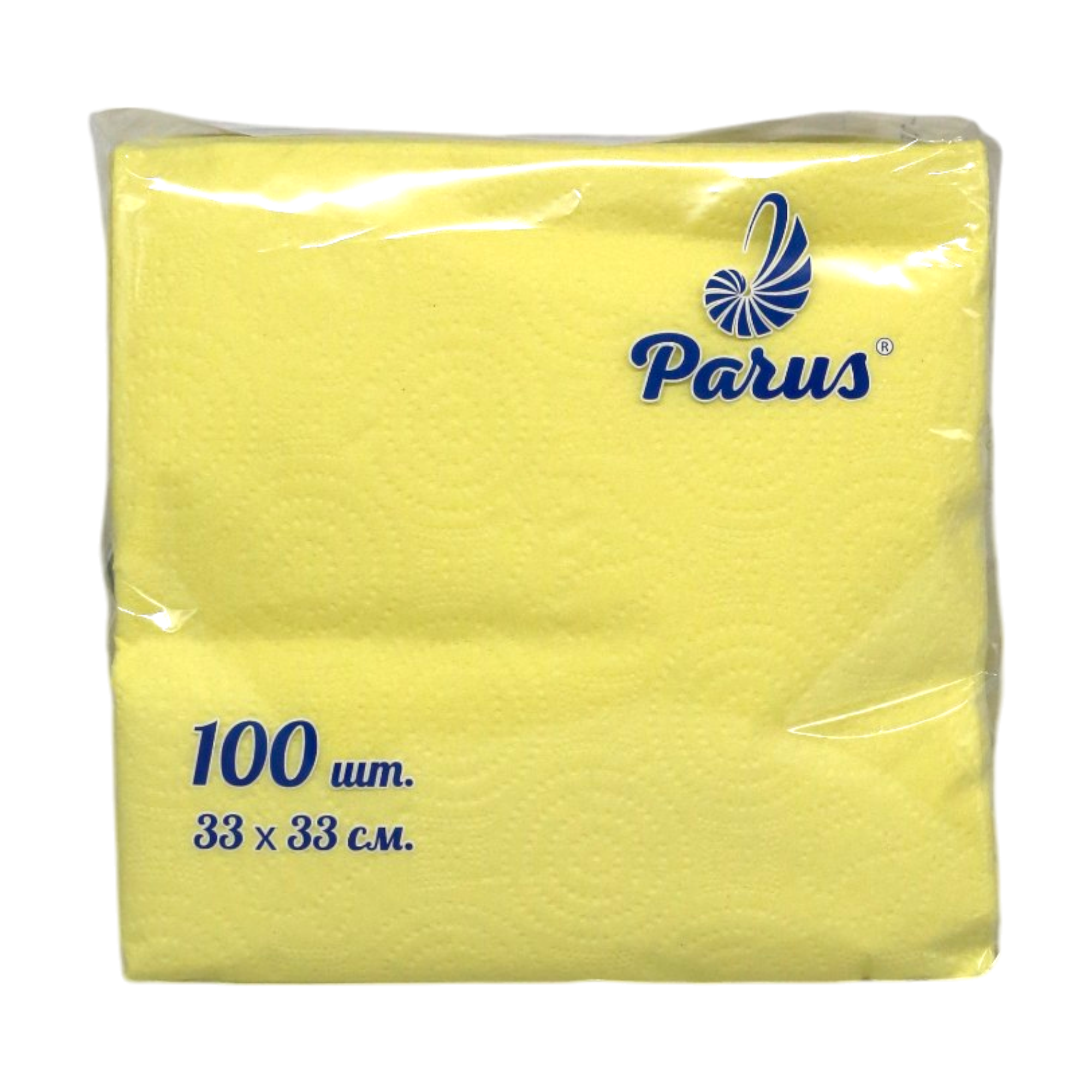 Салфетки бумажные Parus 33x33 см 1 слой 100 шт. Желтый (НФ-00007438)