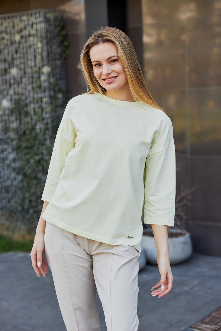 Кофта-лонгслів жіноча М181 з рукавом 3/4 XL Лимонний світлий (887-1-63)