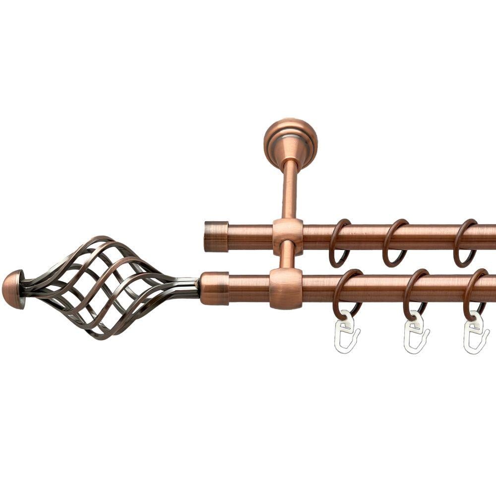 Карниз металлический Orvit Арезо двухрядный литой/гладкая труба/кольцо металлическое Медь 16/16 мм 200 см (00-00019513)