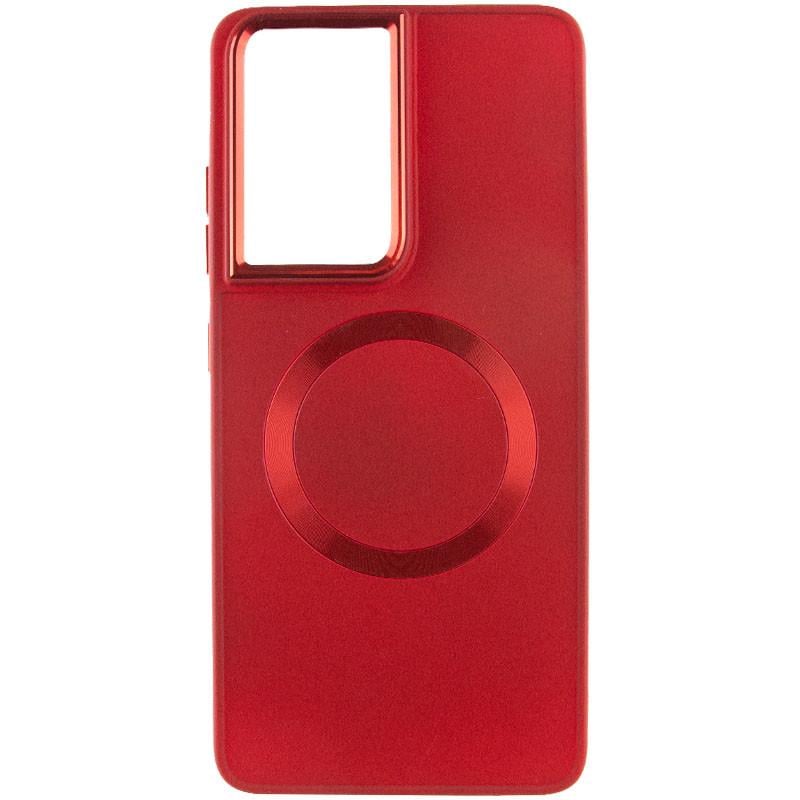 Противоударный TPU Чехол Bonbon Metal Style with MagSafe для Samsung Galaxy S22 Ultra Красный / Red - фото 2