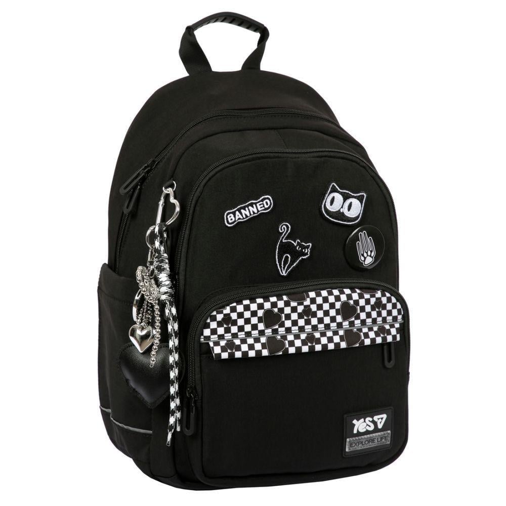 Рюкзак шкільний YES Black Cat 40х30х17 см 20,4 л Чорний (550306)