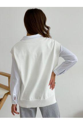 Жилет вязаный женский ART KNIT Cotton S Молочный (27011) - фото 3