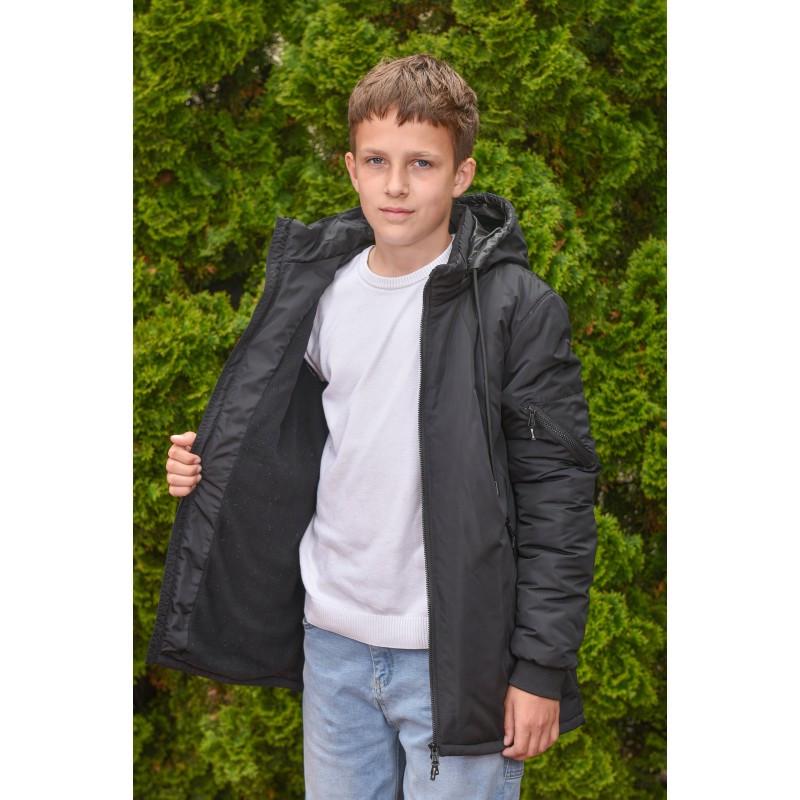 Парка детская осенняя на флисе 140 см Черный (2718012230) - фото 4 Парка детская осенняя на флисе 140 см Черный (2718012230) - фото 4