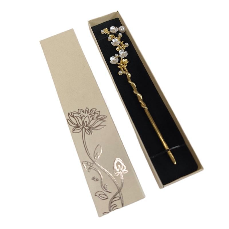 Заколка для волос Летние цветы в подарочной Золотистый (U8117)