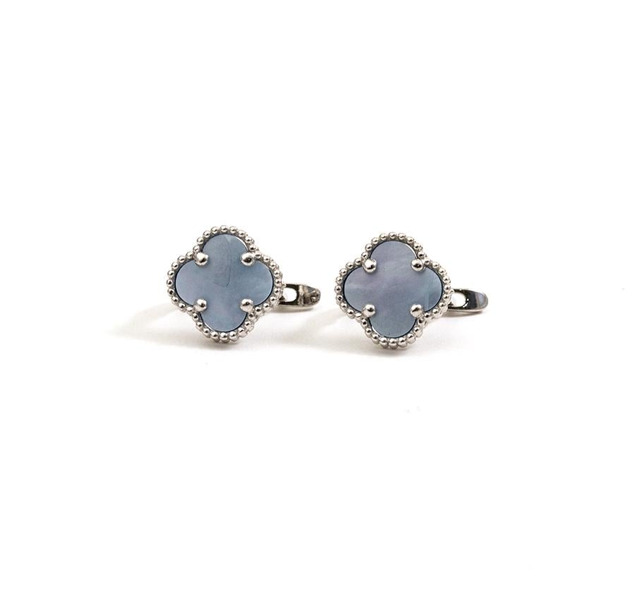 Серьги серебряные с перламутром родий Maxi Silver 9612 Голубой (89612)