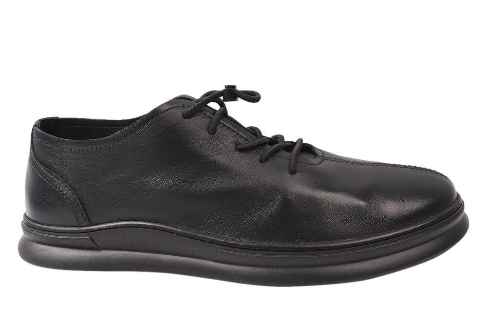 Кеди чоловічі Rondo зі шкіри на низькому ходу на шнурівці р. 42 Чорний (30-21DTC) - фото 3